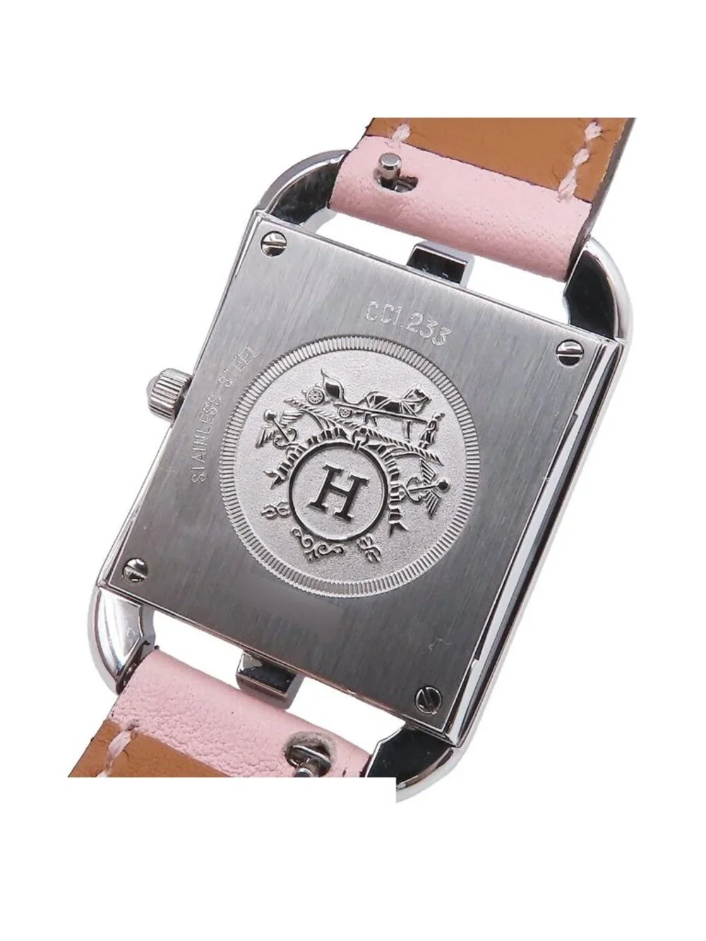 Hermes Cape Cod PM Mop Rose Sakura Stainless Steel Leather Diamond Pink